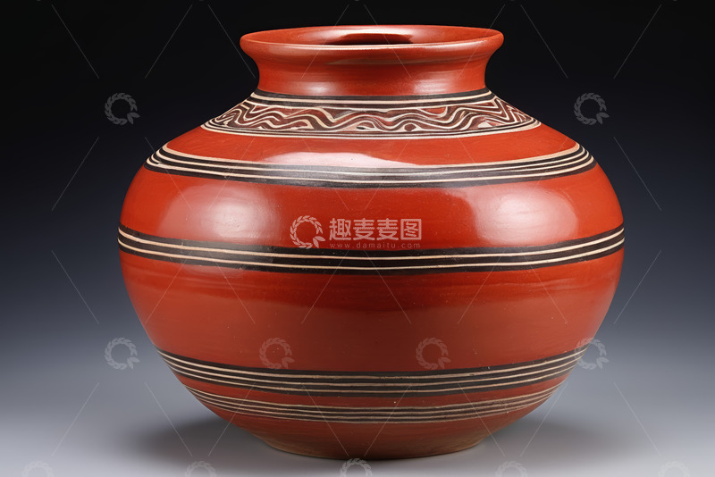 高清大图下载【趣麦麦图】红色陶罐特写