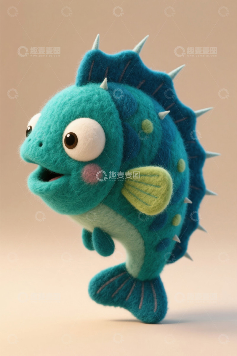 高清大图下载【趣麦麦图】卡通毛毡鱼特写