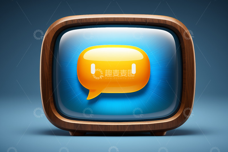 高清大图下载【趣麦麦图】复古电视屏幕上的对话气泡图标