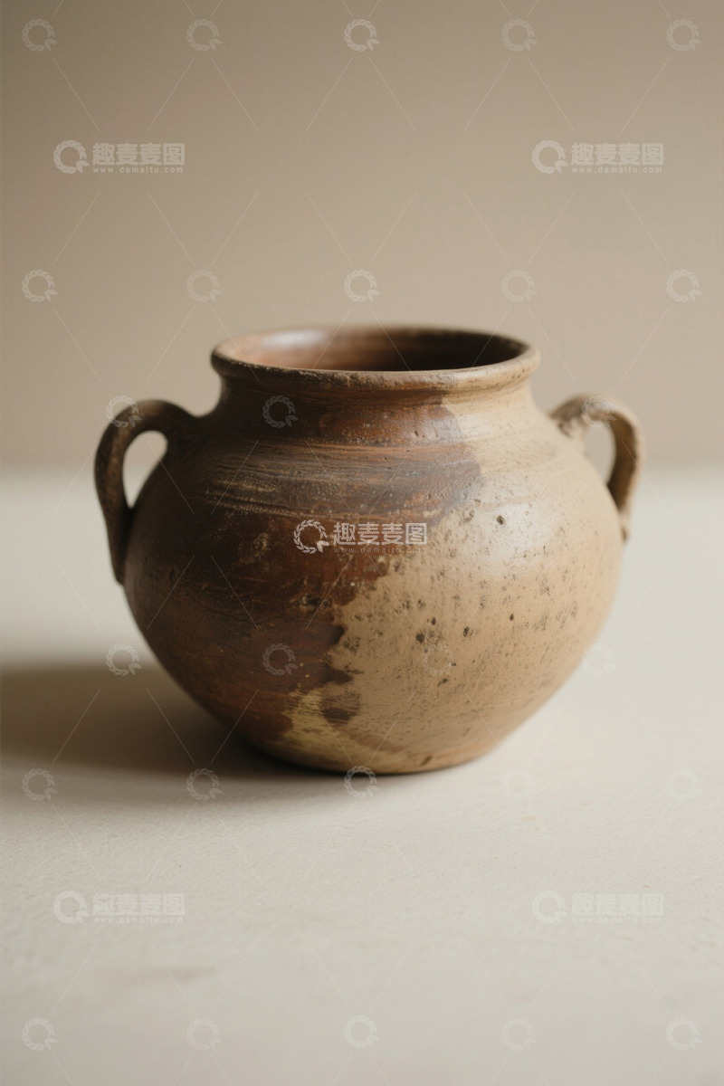 高清大图下载【趣麦麦图】双把手陶罐静物特写