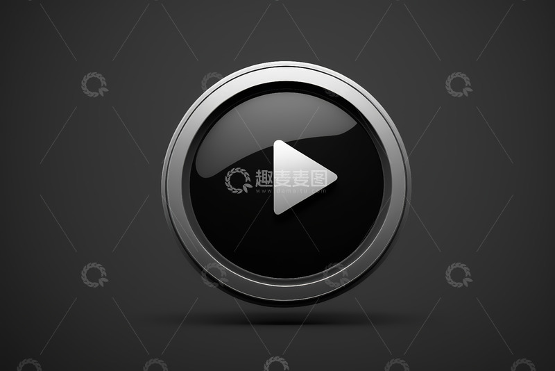 高清大图下载【趣麦麦图】黑色圆形播放按钮图标