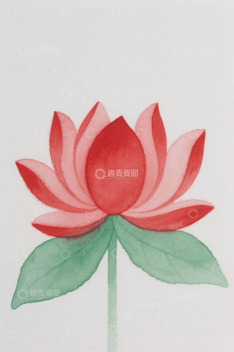 高清大图下载【趣麦麦图】手绘红色荷花图
