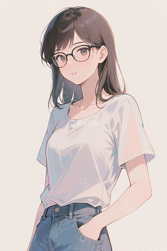 戴眼镜的休闲风动漫女孩