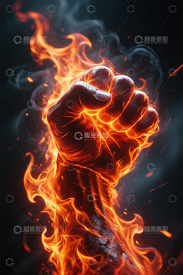 燃烧火焰的紧握拳头画面素材