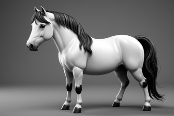 站立的白马3D模型