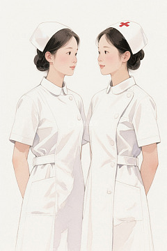 两位护士相对而立形象