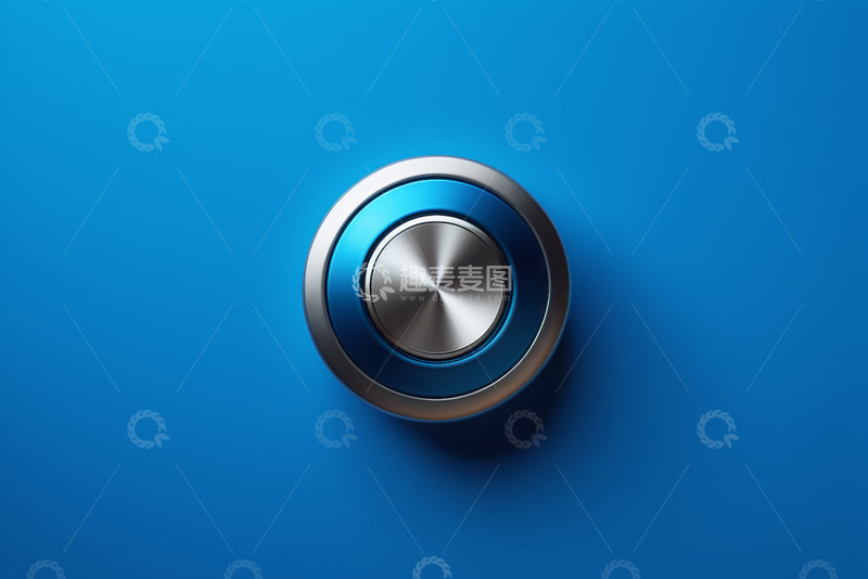 高清大图下载【趣麦麦图】蓝色背景圆形金属按钮