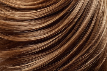 柔顺光泽的棕色头发特写
