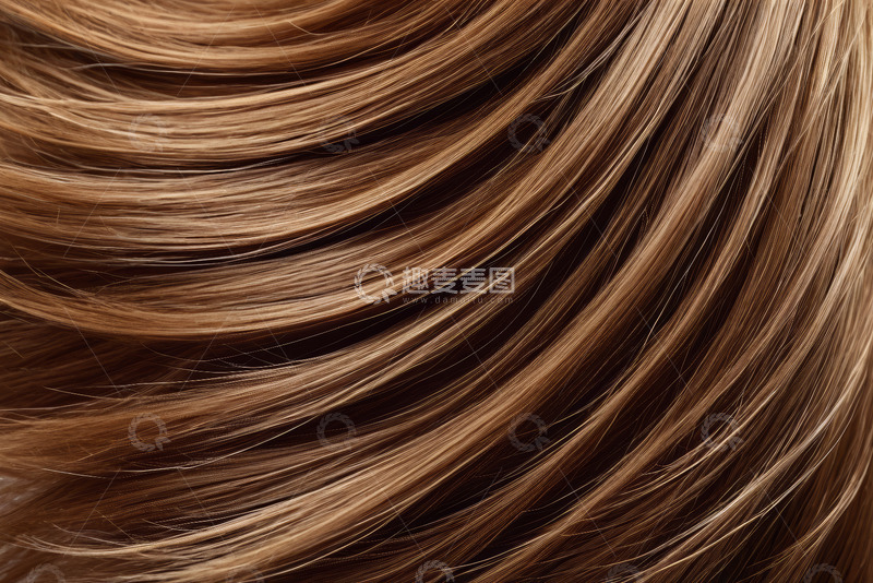 高清大图下载【趣麦麦图】柔顺光泽的棕色头发特写