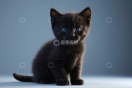 黑色小猫正坐特写