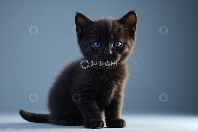 黑色小猫正坐特写