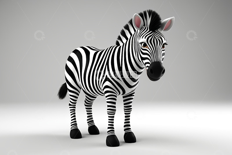高清大图下载【趣麦麦图】卡通斑马3D模型展示