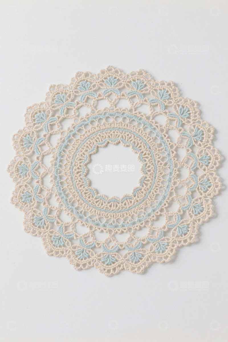 高清大图下载【趣麦麦图】白色背景圆形蕾丝装饰图案