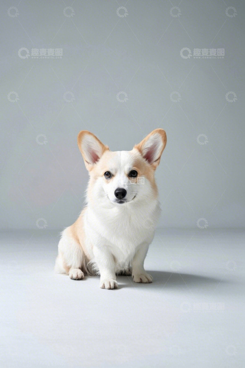 高清大图下载【趣麦麦图】坐着的可爱柯基犬