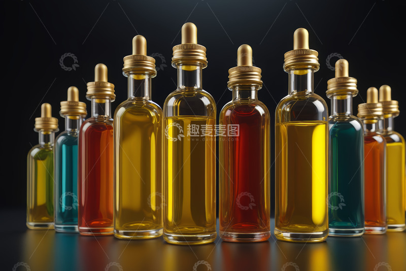 高清大图下载【趣麦麦图】彩色液体玻璃滴管瓶展示