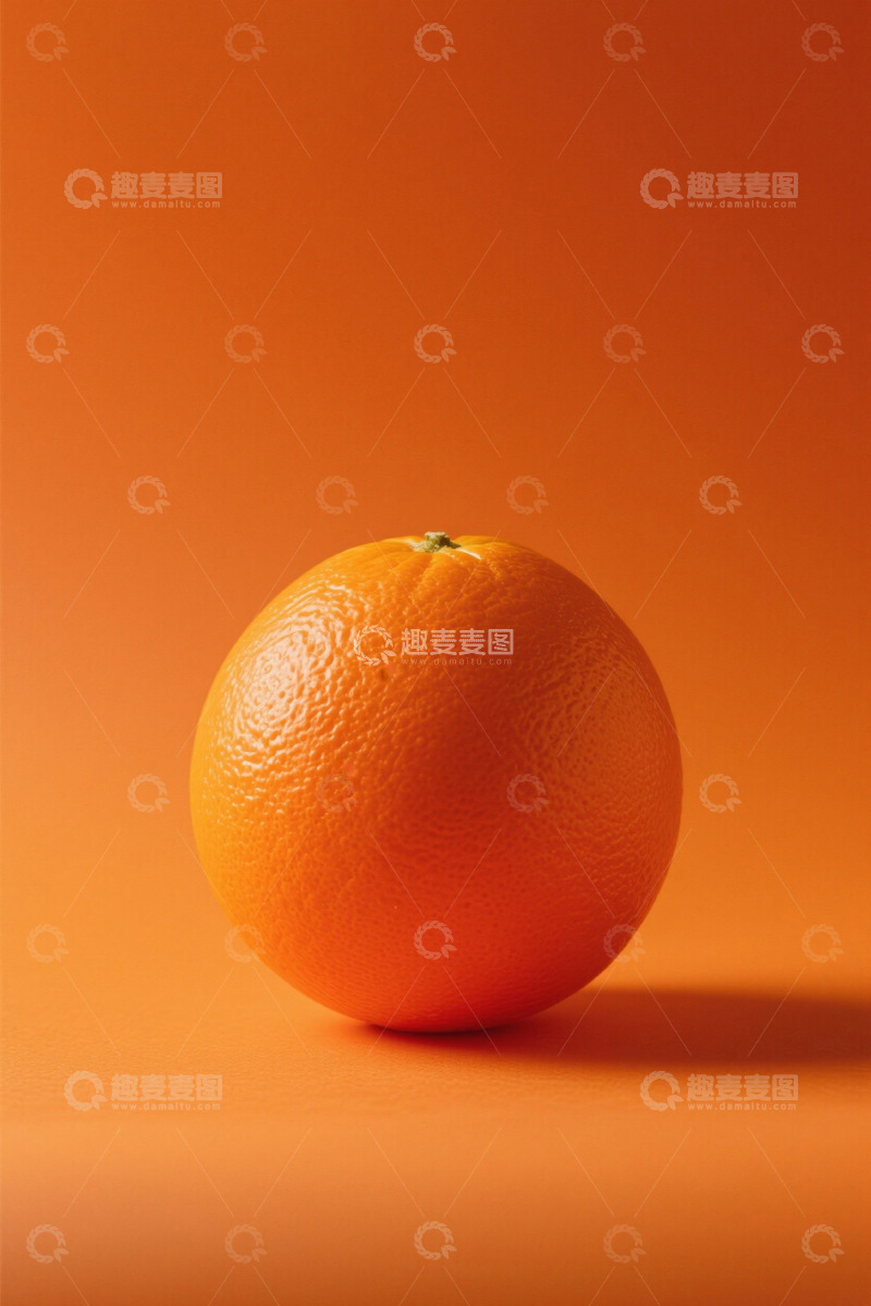 高清大图下载【趣麦麦图】橙色背景上的单个橙子