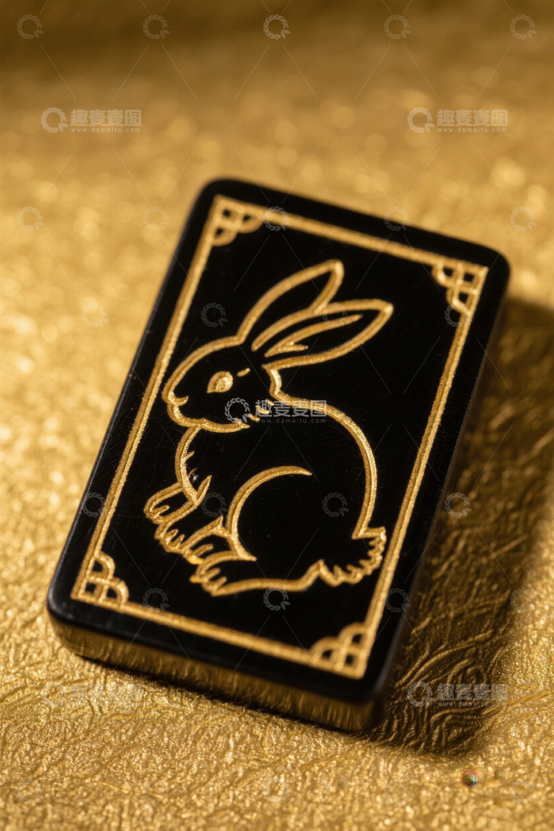 高清大图下载【趣麦麦图】金色背景上带兔子图案的物件