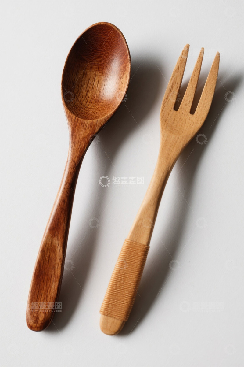 高清大图下载【趣麦麦图】木质勺子与叉子静物