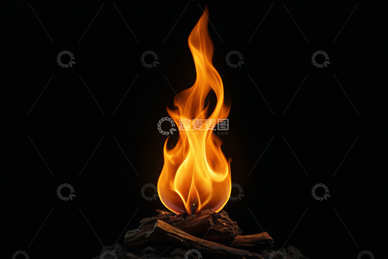 高清大图下载【趣麦麦图】黑色背景下燃烧的火焰