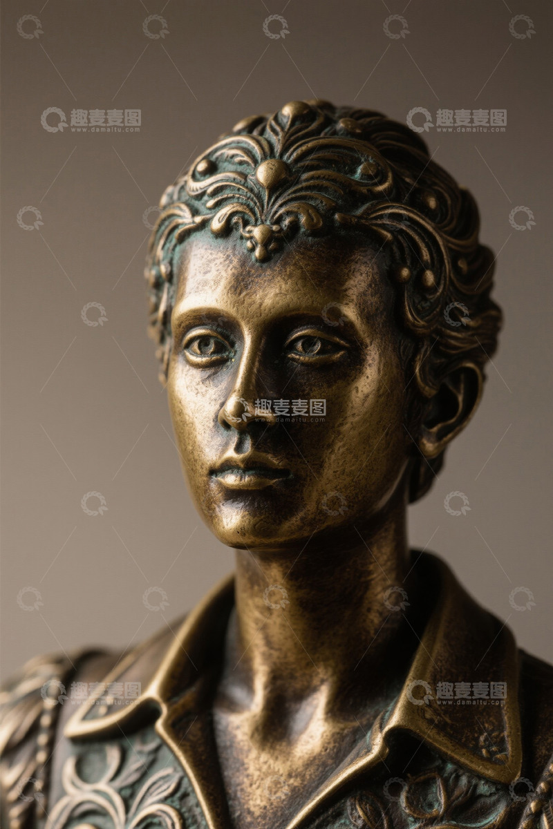 高清大图下载【趣麦麦图】青铜人物雕塑特写