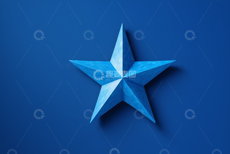 高清大图下载【趣麦麦图】蓝色立体五角星背景素材
