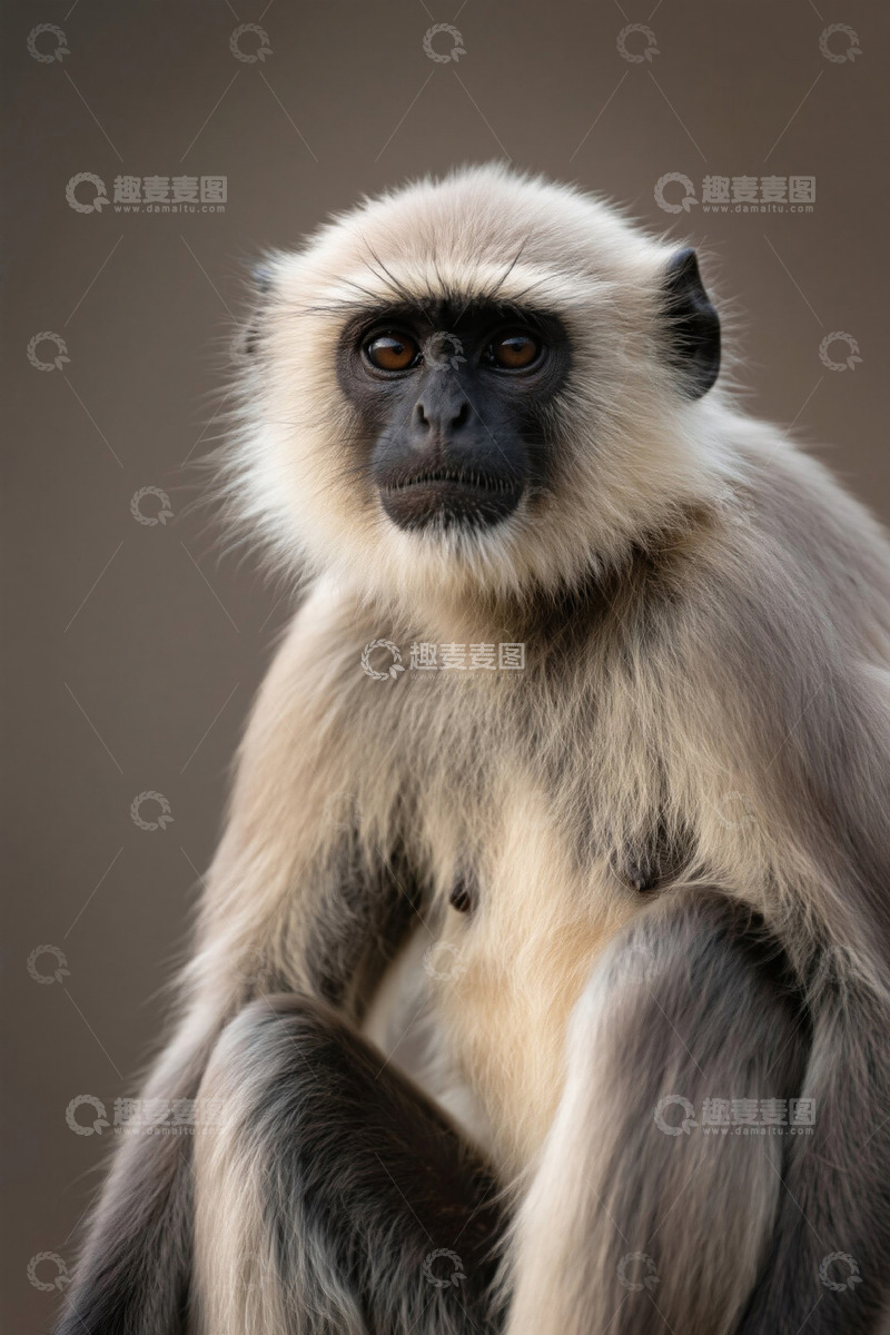 高清大图下载【趣麦麦图】坐姿猴子特写