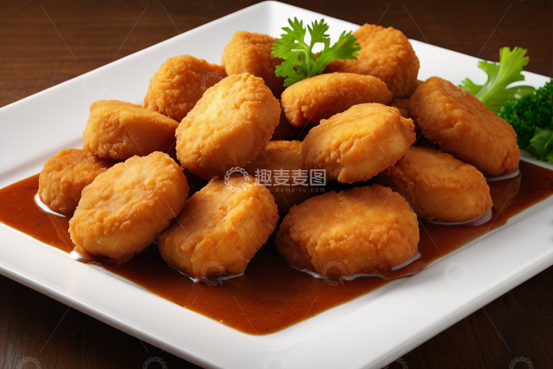 高清大图下载【趣麦麦图】白色盘子上的油炸食物