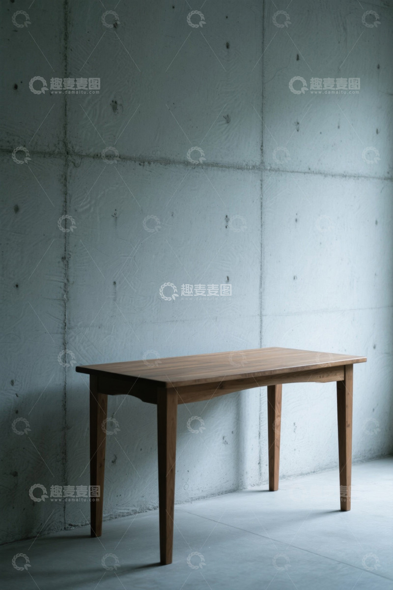 高清大图下载【趣麦麦图】靠墙摆放的木质简约桌子
