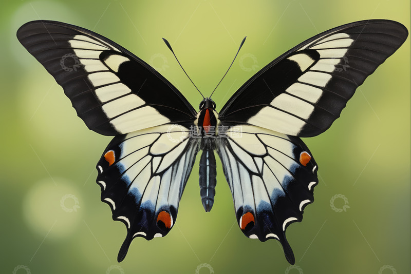 高清大图下载【趣麦麦图】黑白花纹蝴蝶特写