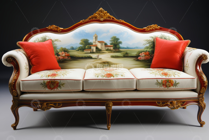 高清大图下载【趣麦麦图】欧式古典花纹装饰沙发