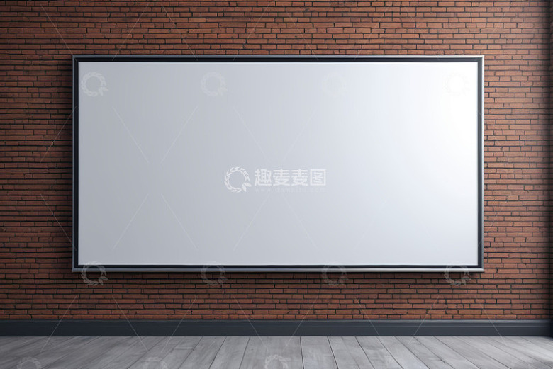 红砖墙面空白广告牌