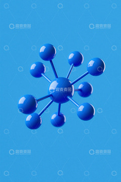 蓝色抽象分子结构模型
