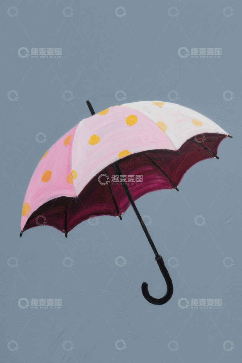 高清大图下载【趣麦麦图】粉色波点雨伞绘画