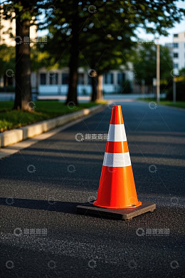 道路上的交通锥特写