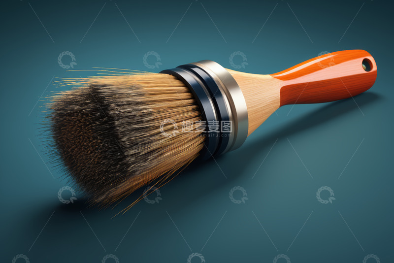 高清大图下载【趣麦麦图】-橙色手柄油漆刷特写