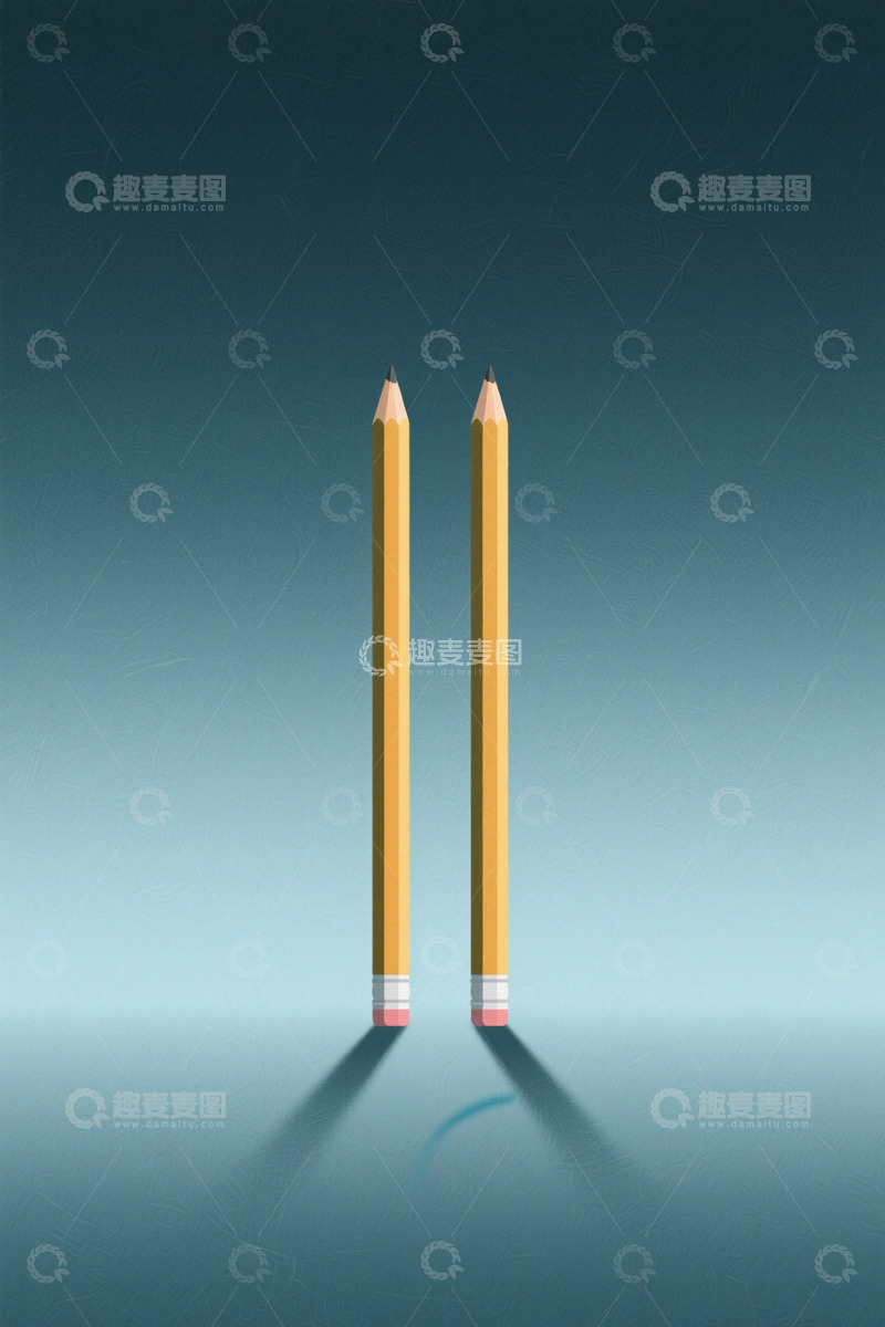 高清大图下载【趣麦麦图】两支黄色铅笔摆放在一起