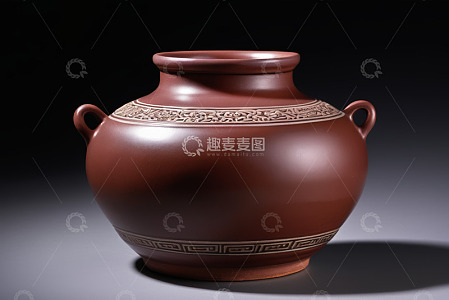 传统双耳陶罐特写