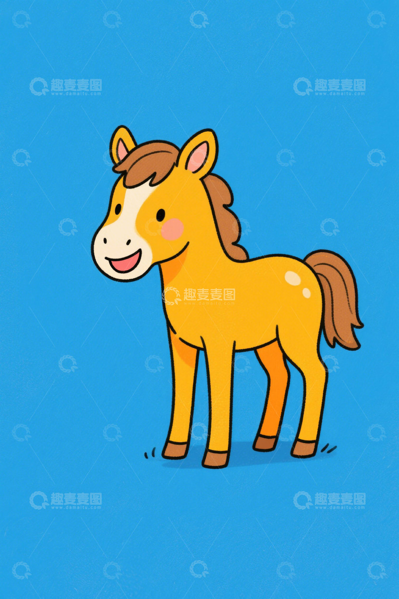 高清大图下载【趣麦麦图】卡通小马插画