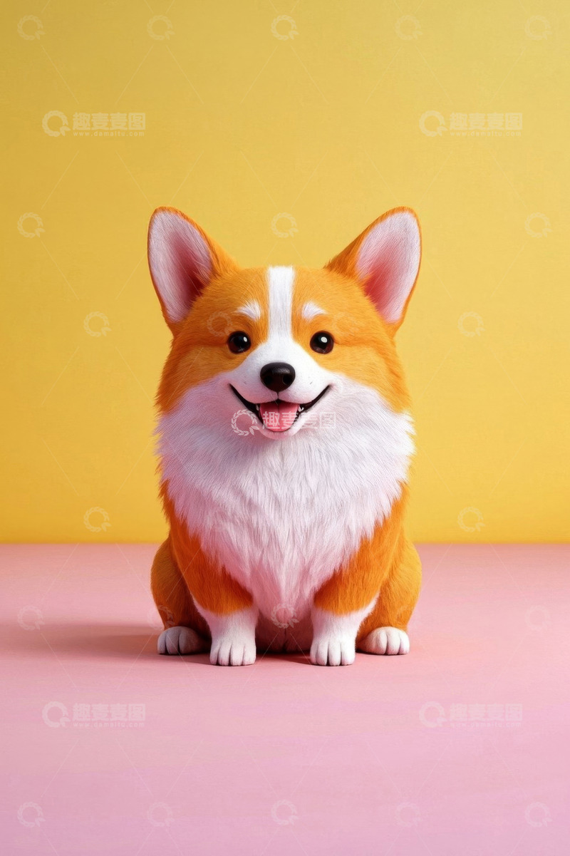 高清大图下载【趣麦麦图】可爱柯基犬坐姿特写