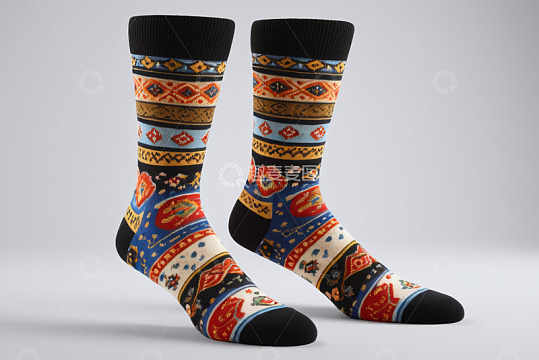 民族风图案男士长筒袜