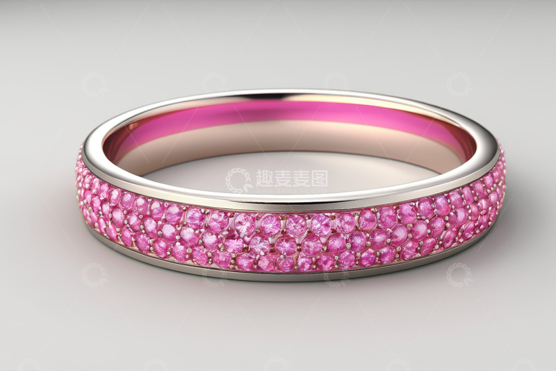 高清大图下载【趣麦麦图】粉色宝石装饰手镯特写