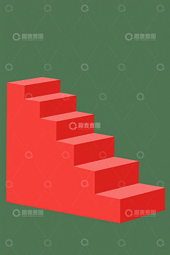 红色立体楼梯抽象背景素材