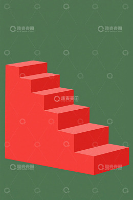 红色立体楼梯抽象背景素材