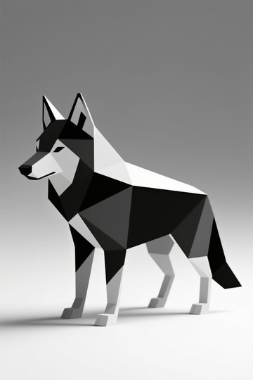 低多边形风格哈士奇模型