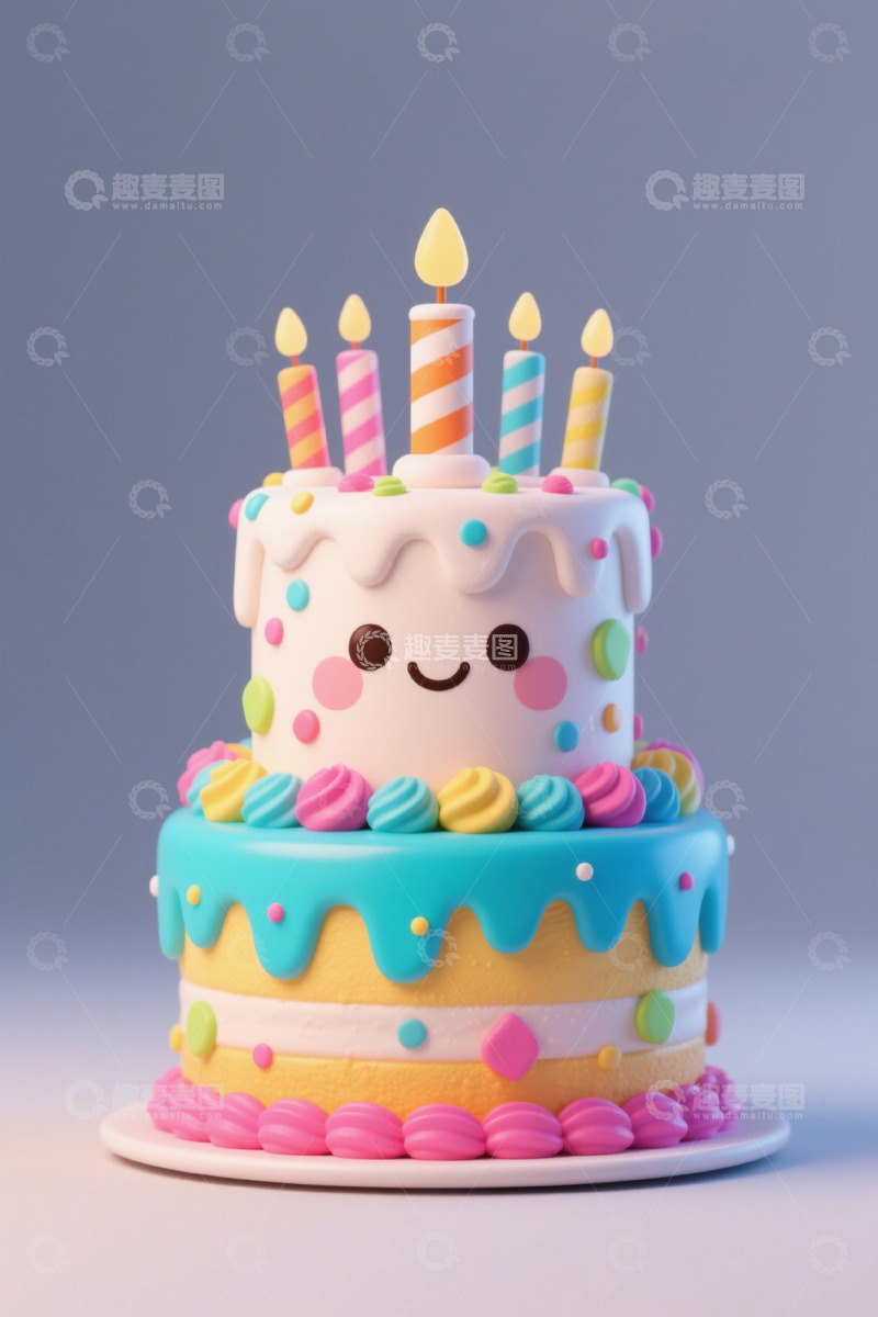高清大图下载【趣麦麦图】生日庆祝双层卡通蛋糕