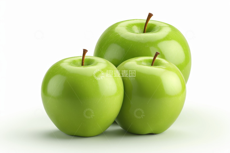 高清大图下载【趣麦麦图】三颗青苹果特写