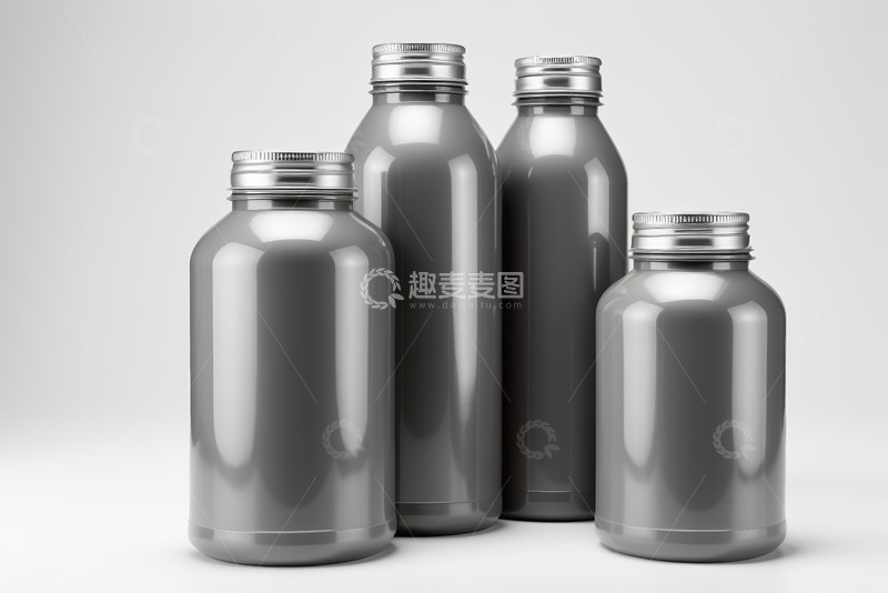 高清大图下载【趣麦麦图】银灰色瓶子包装展示