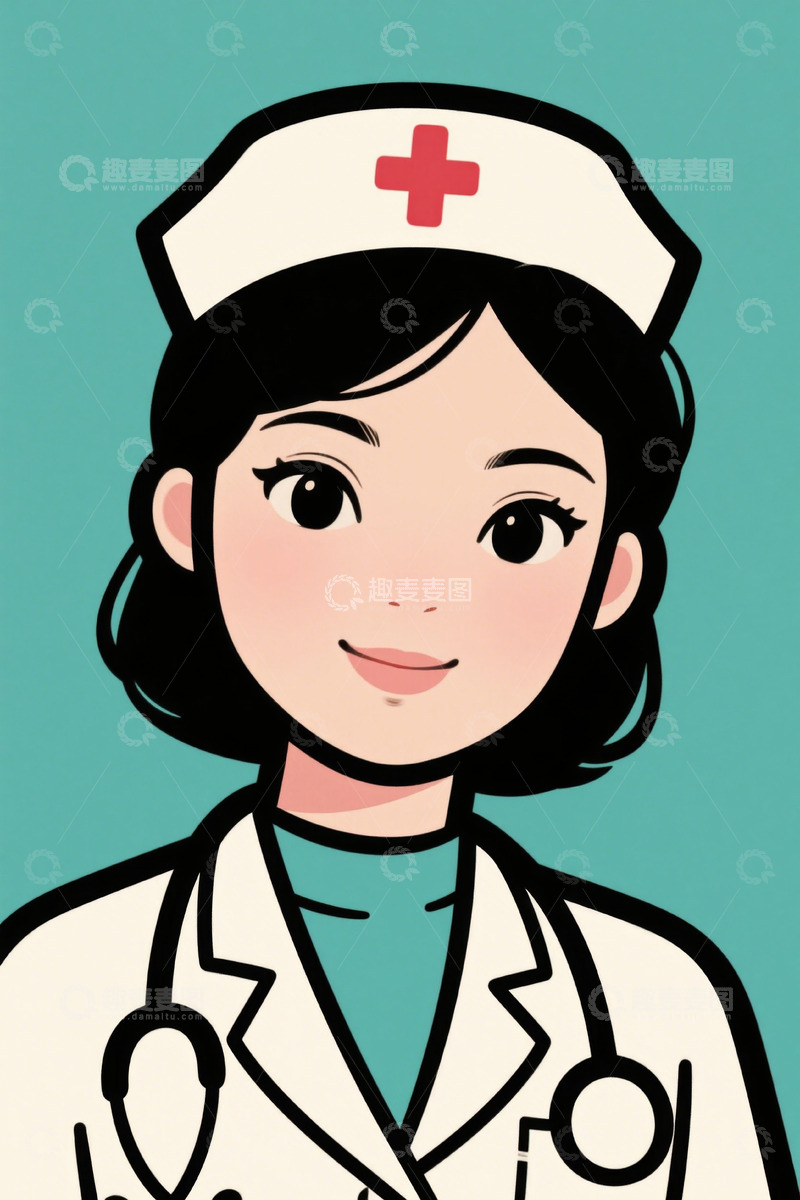 高清大图下载【趣麦麦图】卡通女医生正面形象
