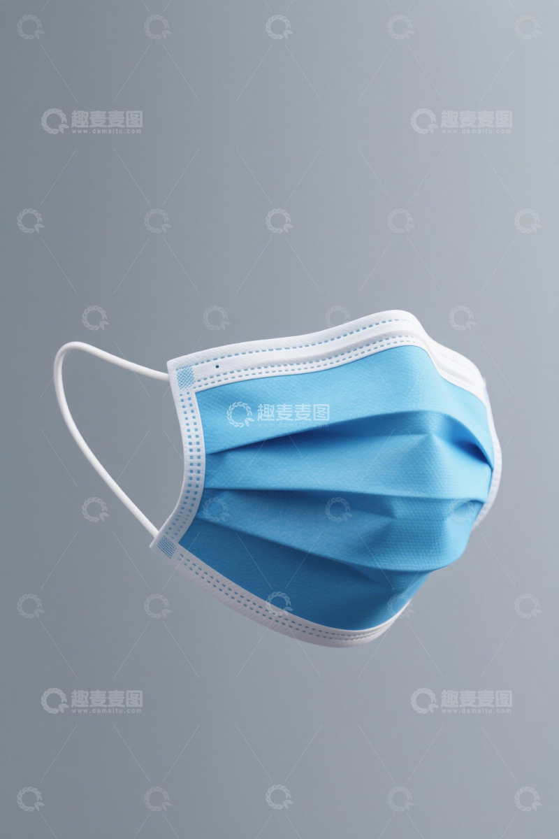 高清大图下载【趣麦麦图】蓝色医用口罩特写
