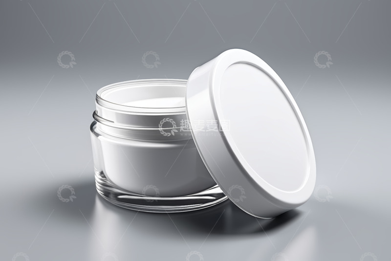 高清大图下载【趣麦麦图】开盖白色化妆品容器特写